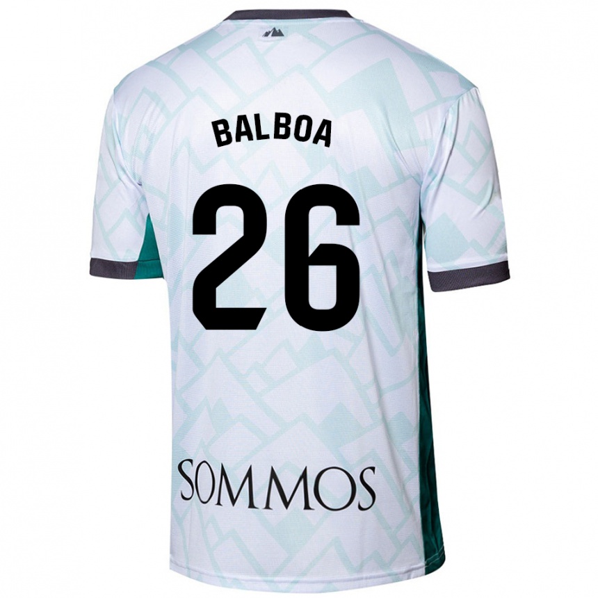 Kids Football Álex Balboa #26 White Green Away Jersey 2024/25 T-Shirt Australia