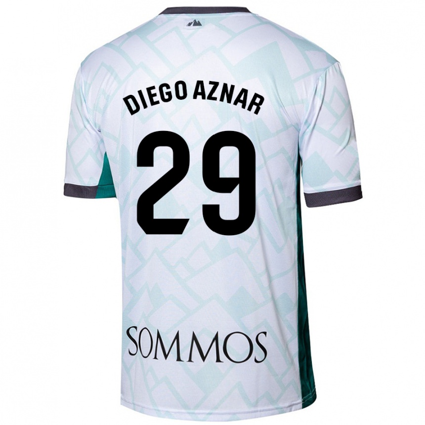 Kids Football Diego Aznar #29 White Green Away Jersey 2024/25 T-Shirt Australia