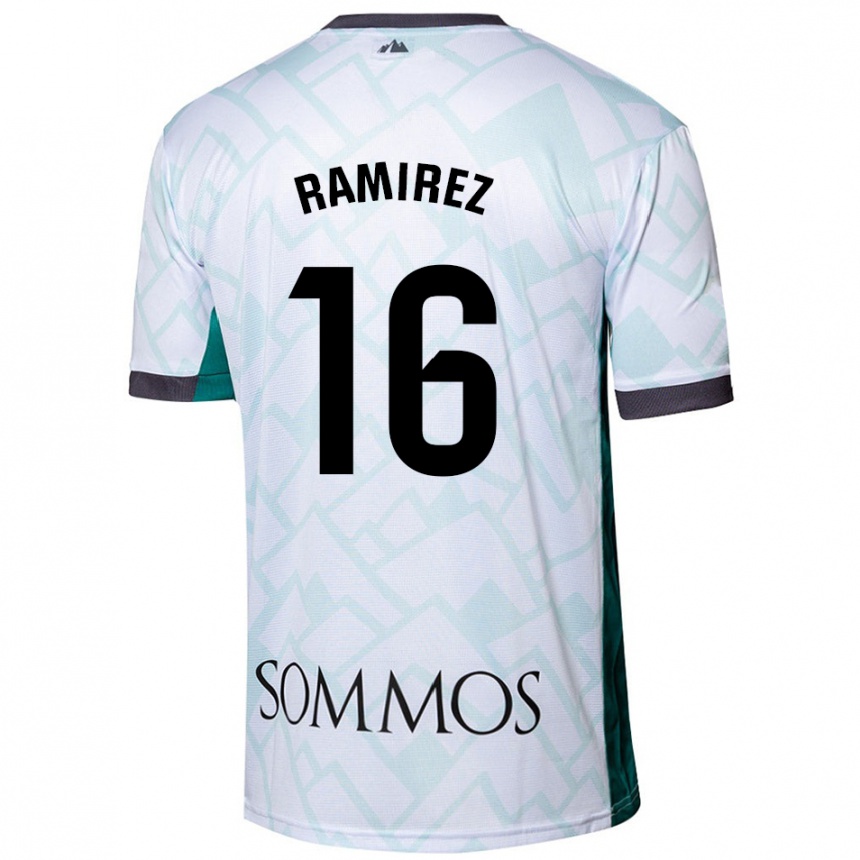 Kids Football Vanesa Ramírez #16 White Green Away Jersey 2024/25 T-Shirt Australia