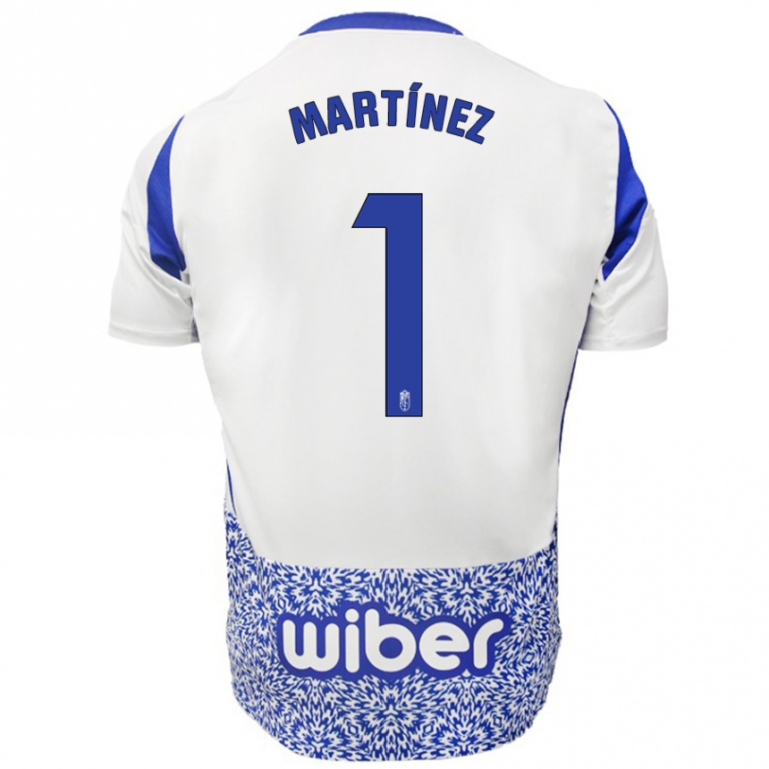 Kids Football Marc Martínez #1 White Blue Away Jersey 2024/25 T-Shirt Australia