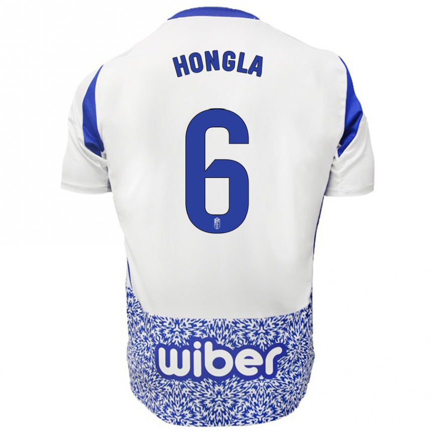 Kids Football Martin Hongla #6 White Blue Away Jersey 2024/25 T-Shirt Australia