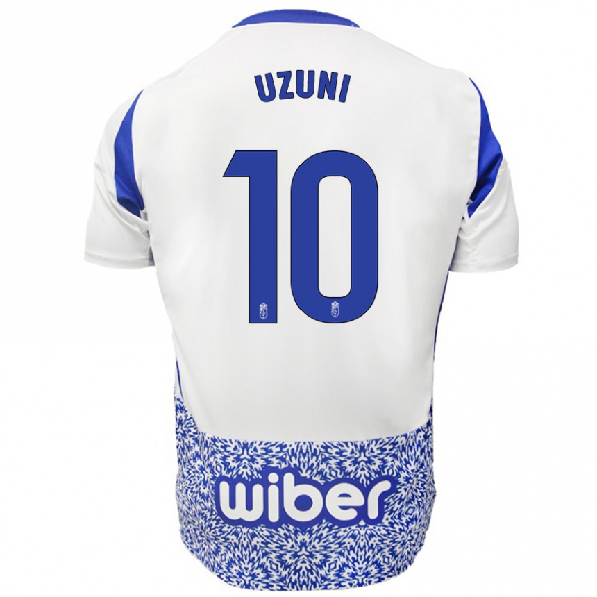 Kids Football Myrto Uzuni #10 White Blue Away Jersey 2024/25 T-Shirt Australia