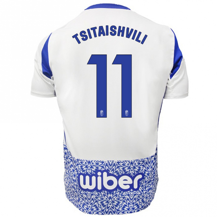 Kids Football Georgiy Tsitaishvili #11 White Blue Away Jersey 2024/25 T-Shirt Australia