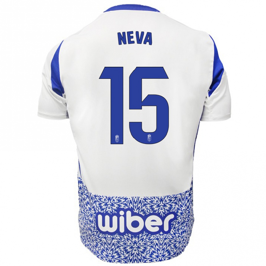 Kids Football Carlos Neva #15 White Blue Away Jersey 2024/25 T-Shirt Australia