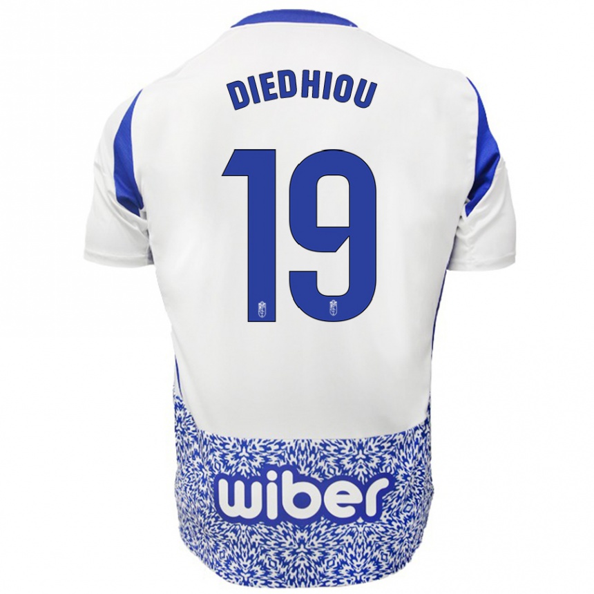 Kids Football Famara Diédhiou #19 White Blue Away Jersey 2024/25 T-Shirt Australia