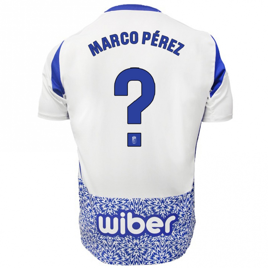 Kids Football Marco Pérez #0 White Blue Away Jersey 2024/25 T-Shirt Australia