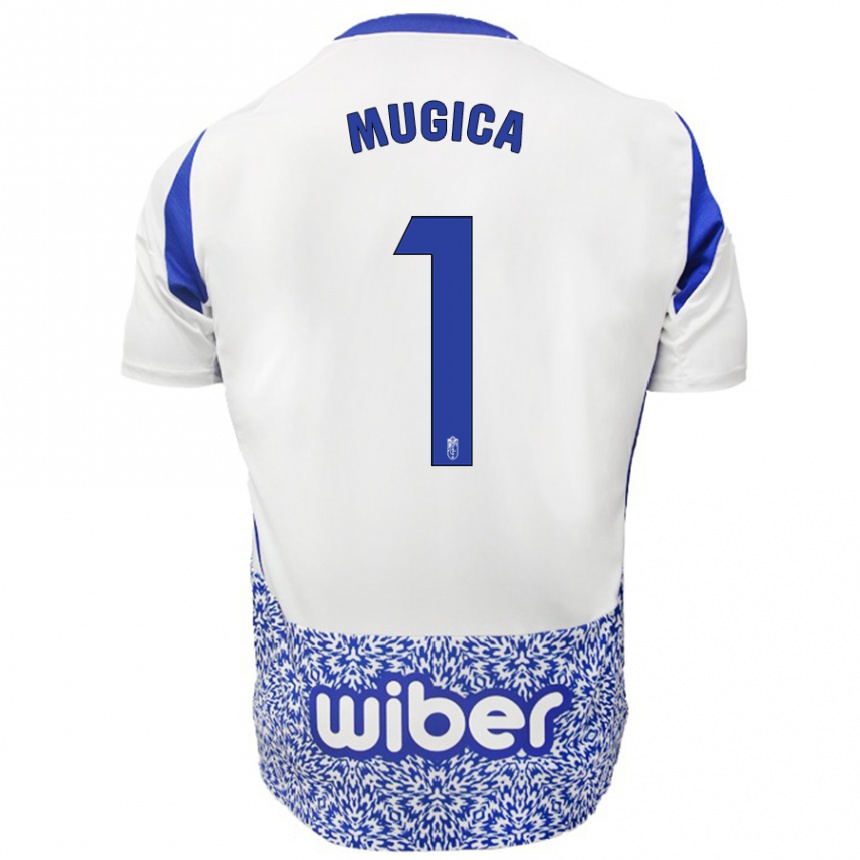 Kids Football Juan Múgica #1 White Blue Away Jersey 2024/25 T-Shirt Australia