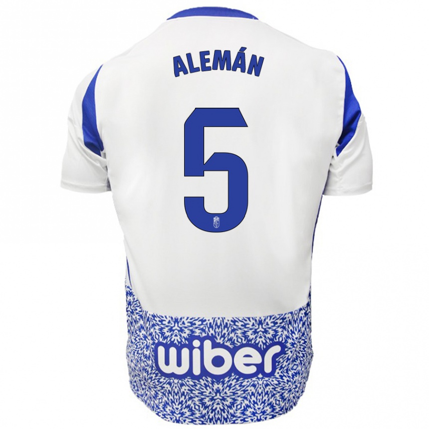 Kids Football Carlos Alemán #5 White Blue Away Jersey 2024/25 T-Shirt Australia