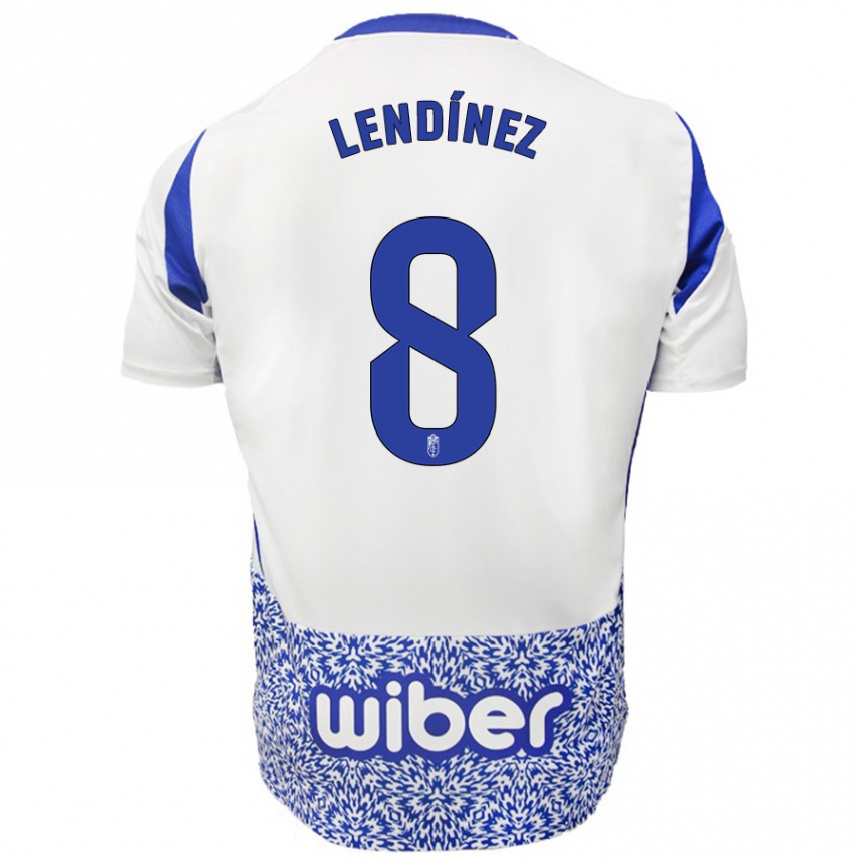 Kids Football Juanma Lendínez #8 White Blue Away Jersey 2024/25 T-Shirt Australia