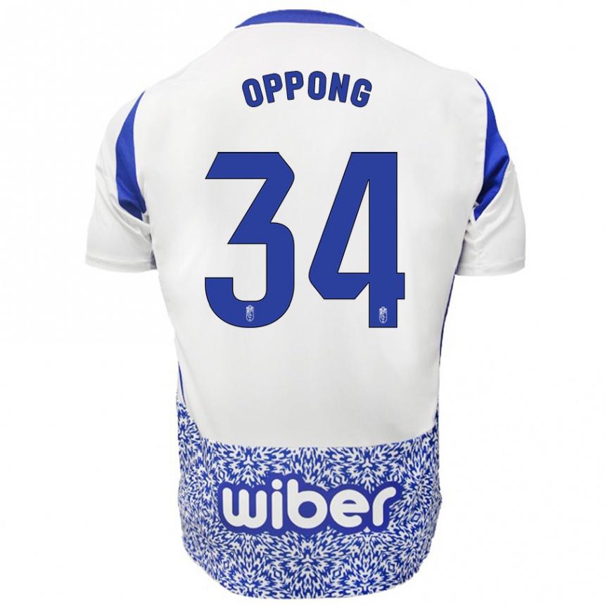 Kids Football Oscar Naasei Oppong #34 White Blue Away Jersey 2024/25 T-Shirt Australia