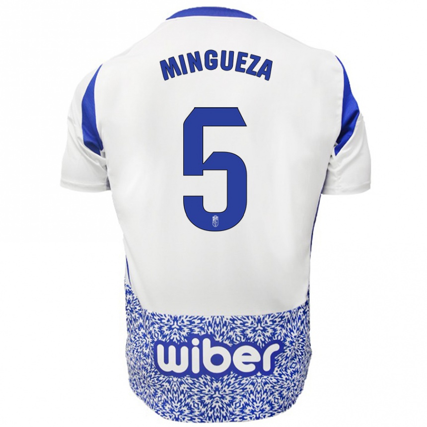 Kids Football Ariadna Mingueza #5 White Blue Away Jersey 2024/25 T-Shirt Australia