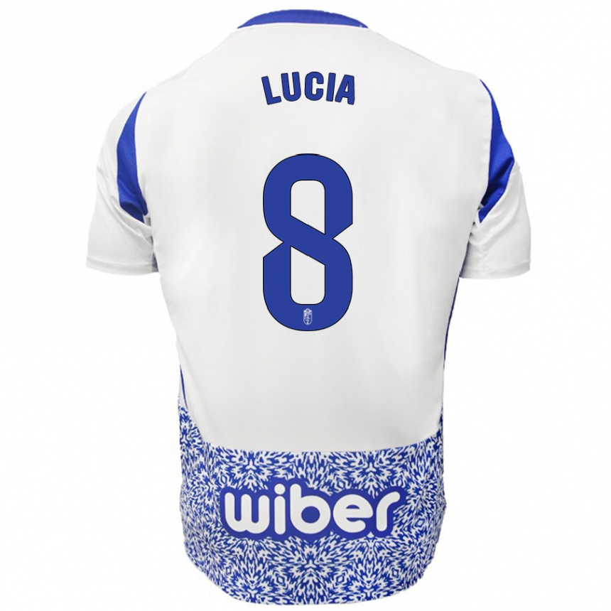 Kids Football Lucía Martínez #8 White Blue Away Jersey 2024/25 T-Shirt Australia