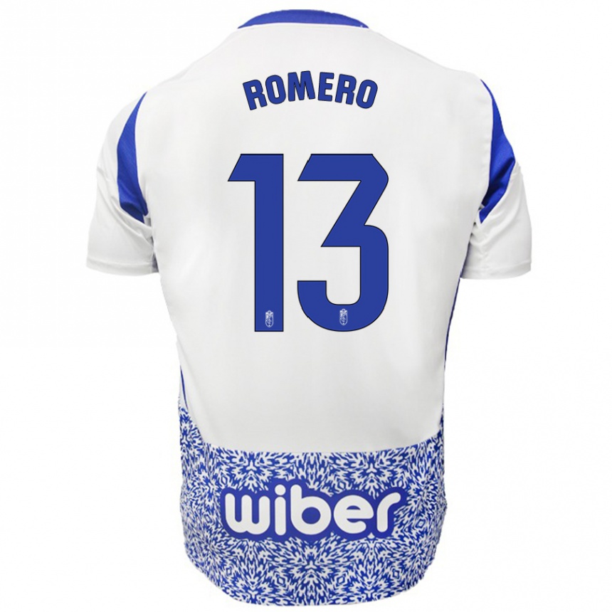 Kids Football Andrea Romero #13 White Blue Away Jersey 2024/25 T-Shirt Australia