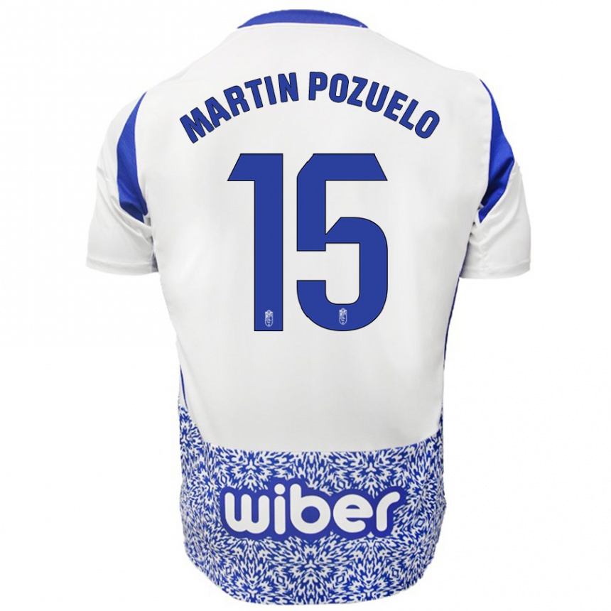 Kids Football Esther Martín-Pozuelo #15 White Blue Away Jersey 2024/25 T-Shirt Australia