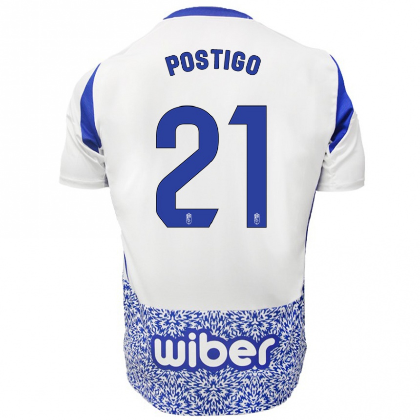 Kids Football Postigo #21 White Blue Away Jersey 2024/25 T-Shirt Australia