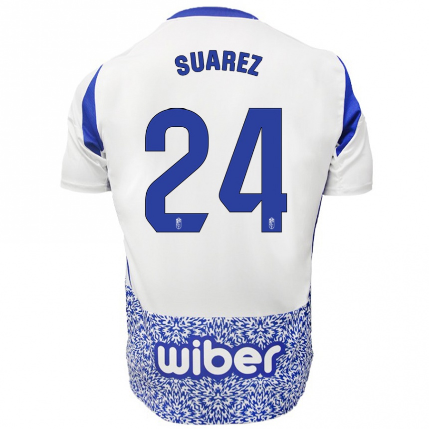 Kids Football Carlota Suárez #24 White Blue Away Jersey 2024/25 T-Shirt Australia