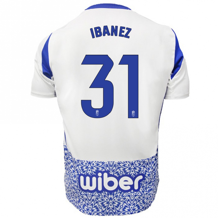 Kids Football Alba Ibáñez #31 White Blue Away Jersey 2024/25 T-Shirt Australia