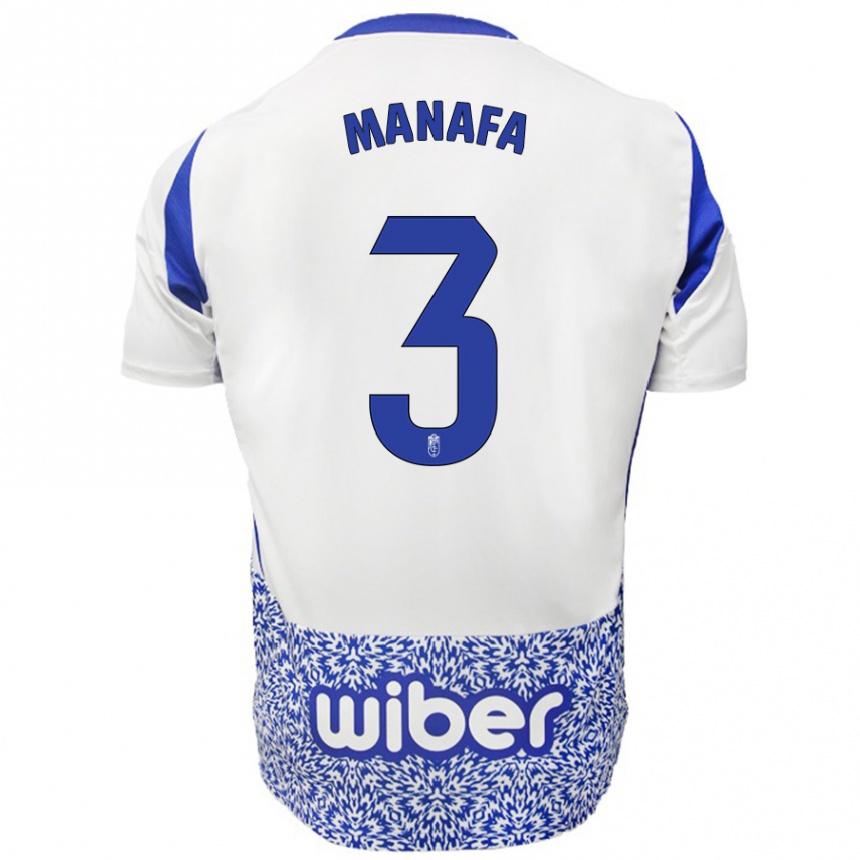 Kids Football Wilson Manafá #3 White Blue Away Jersey 2024/25 T-Shirt Australia