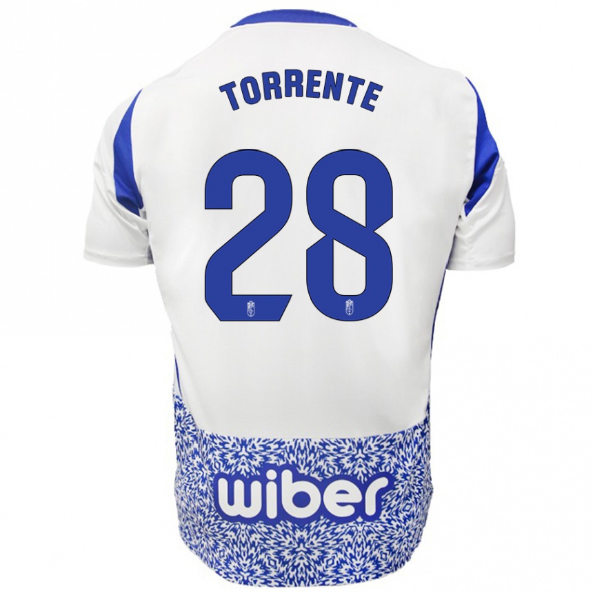 Kids Football Raúl Torrente #28 White Blue Away Jersey 2024/25 T-Shirt Australia