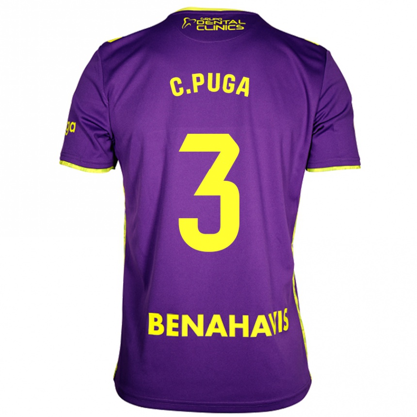 Kids Football Carlos Puga #3 Purple Yellow Away Jersey 2024/25 T-Shirt Australia