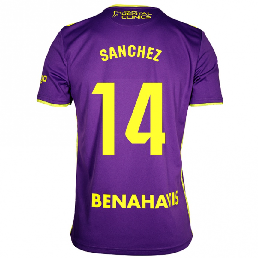 Kids Football Rubén Sánchez #14 Purple Yellow Away Jersey 2024/25 T-Shirt Australia