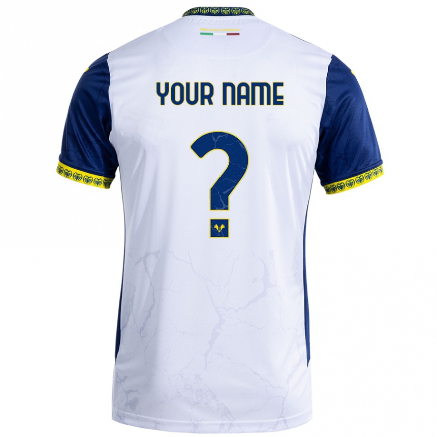 Kids Football Your Name #0 White Blue Away Jersey 2024/25 T-Shirt Australia