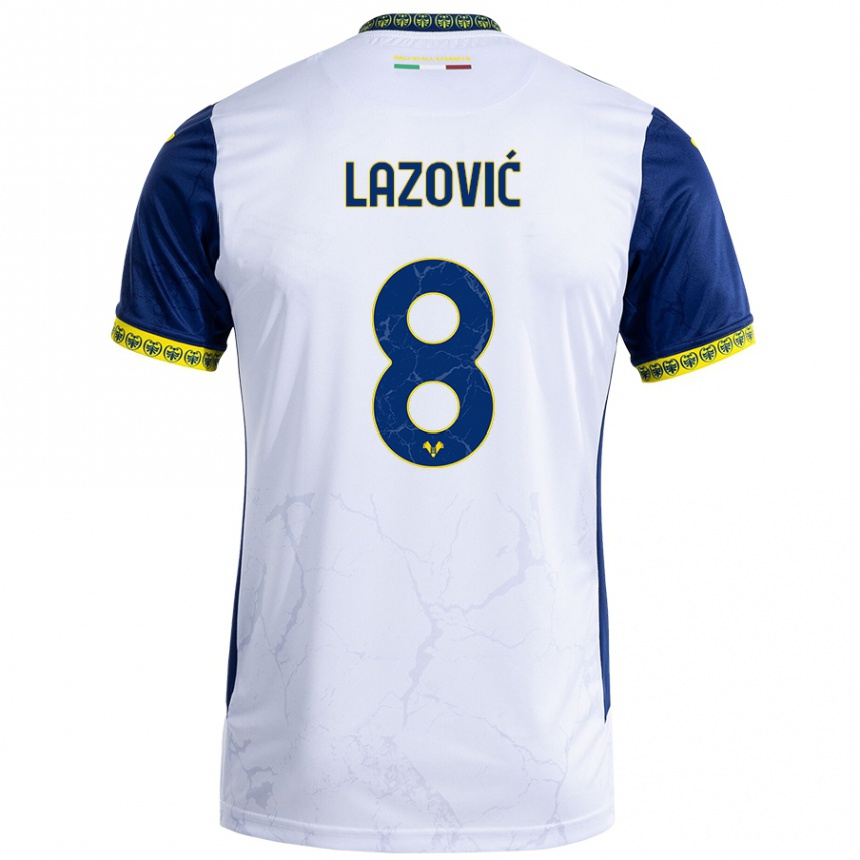 Kids Football Darko Lazović #8 White Blue Away Jersey 2024/25 T-Shirt Australia