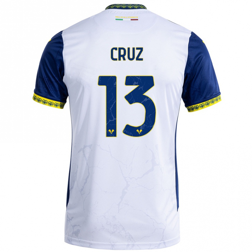 Kids Football Juan Manuel Cruz #13 White Blue Away Jersey 2024/25 T-Shirt Australia