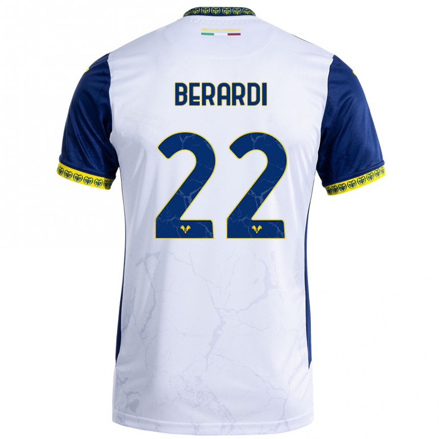 Kids Football Alessandro Berardi #22 White Blue Away Jersey 2024/25 T-Shirt Australia