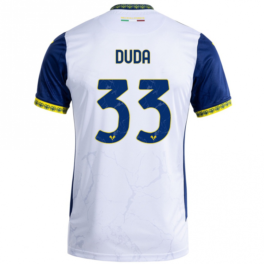 Kids Football Ondrej Duda #33 White Blue Away Jersey 2024/25 T-Shirt Australia