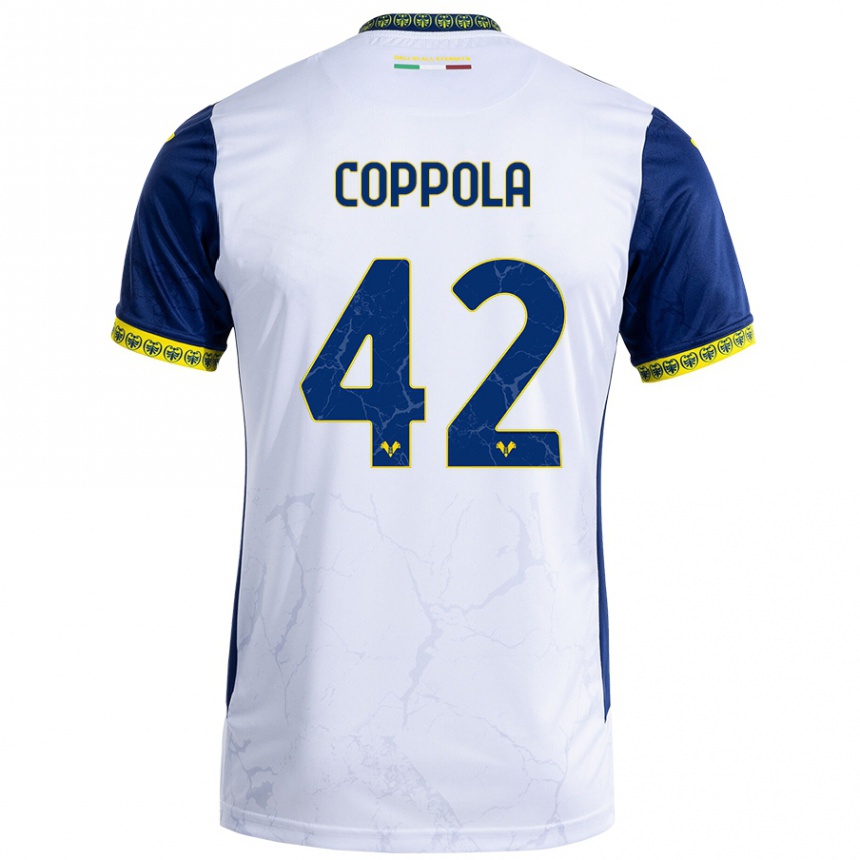 Kids Football Diego Coppola #42 White Blue Away Jersey 2024/25 T-Shirt Australia