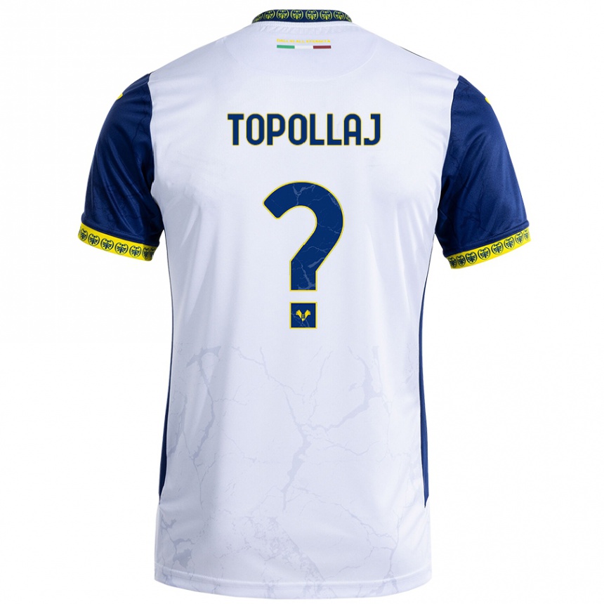 Kids Football Mark Topollaj #0 White Blue Away Jersey 2024/25 T-Shirt Australia