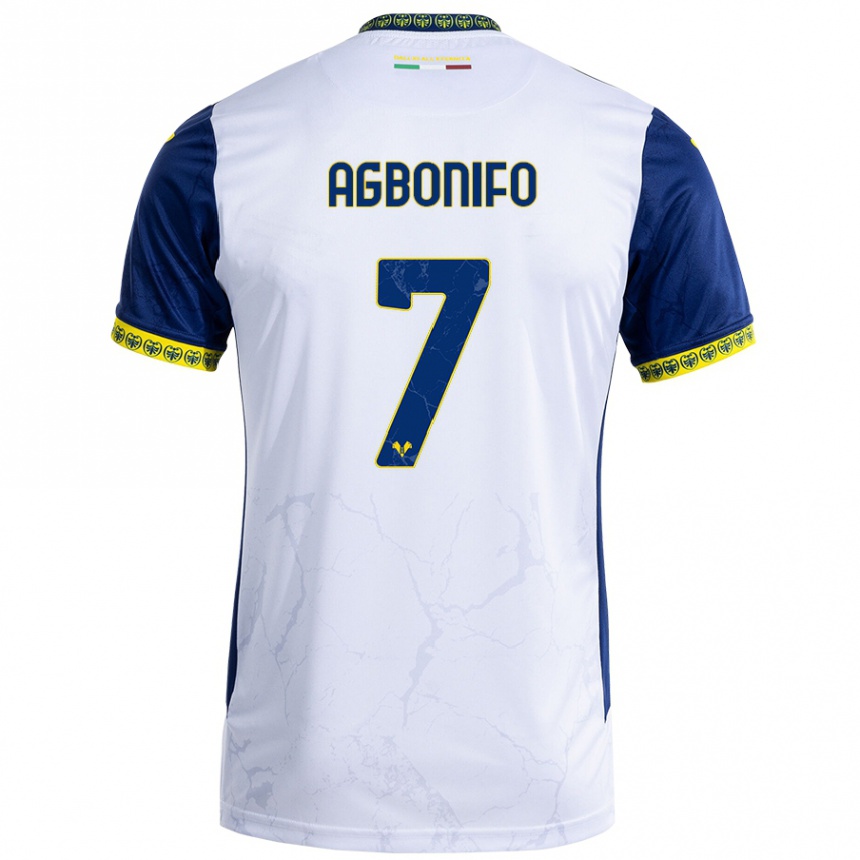 Kids Football Richi Agbonifo #7 White Blue Away Jersey 2024/25 T-Shirt Australia