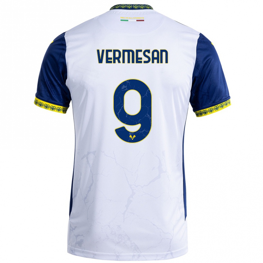 Kids Football Ioan Vermesan #9 White Blue Away Jersey 2024/25 T-Shirt Australia