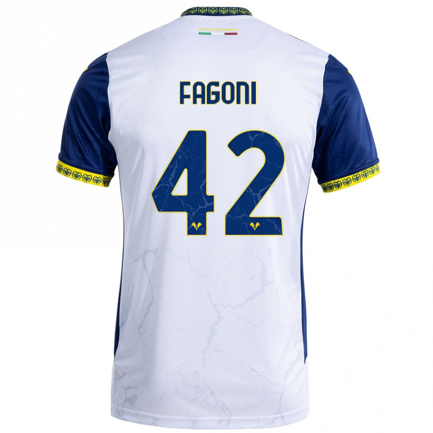 Kids Football Marco Fagoni #42 White Blue Away Jersey 2024/25 T-Shirt Australia