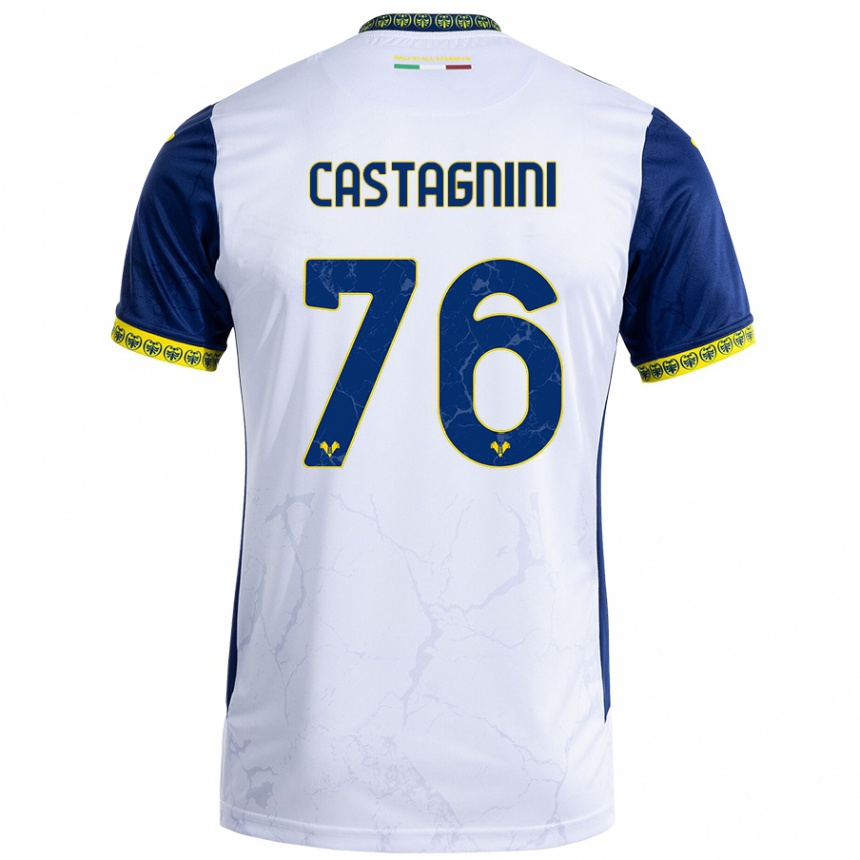 Kids Football Mirko Castagnini #76 White Blue Away Jersey 2024/25 T-Shirt Australia