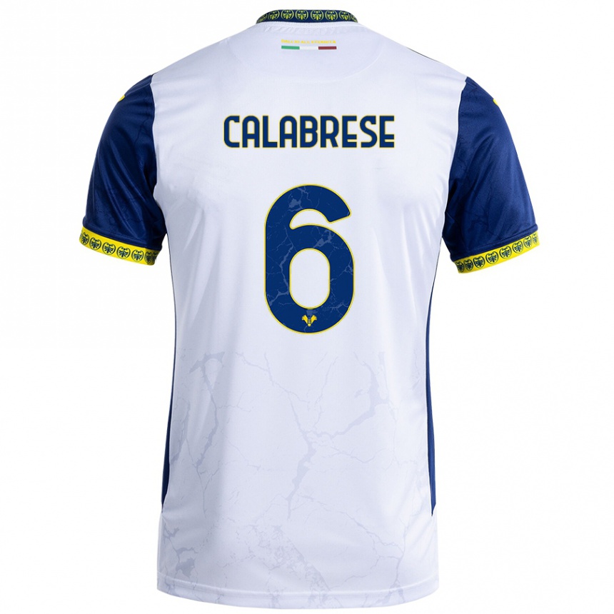 Kids Football Nicolò Calabrese #6 White Blue Away Jersey 2024/25 T-Shirt Australia