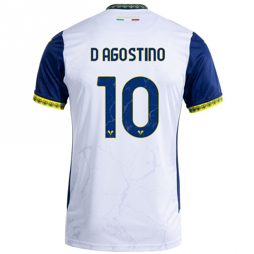 Kids Football Samuele D'agostino #10 White Blue Away Jersey 2024/25 T-Shirt Australia