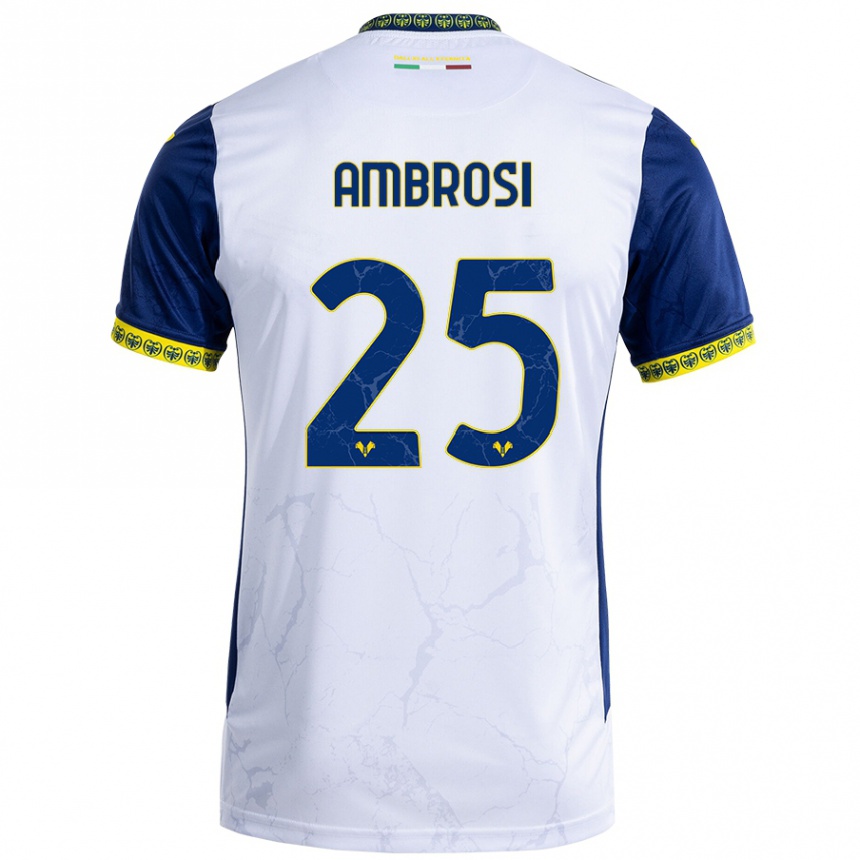 Kids Football Caterina Ambrosi #25 White Blue Away Jersey 2024/25 T-Shirt Australia