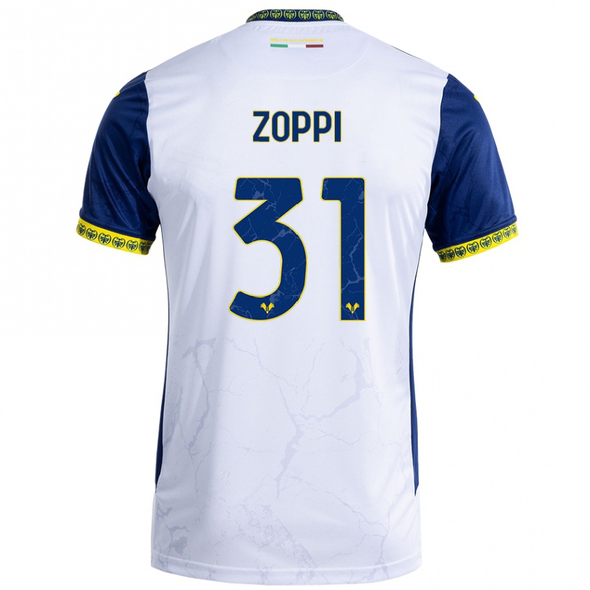 Kids Football Sofia Zoppi #31 White Blue Away Jersey 2024/25 T-Shirt Australia