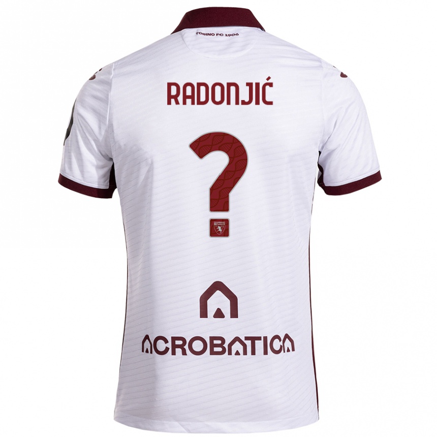 Kids Football Nemanja Radonjić #0 White Maroon Away Jersey 2024/25 T-Shirt Australia