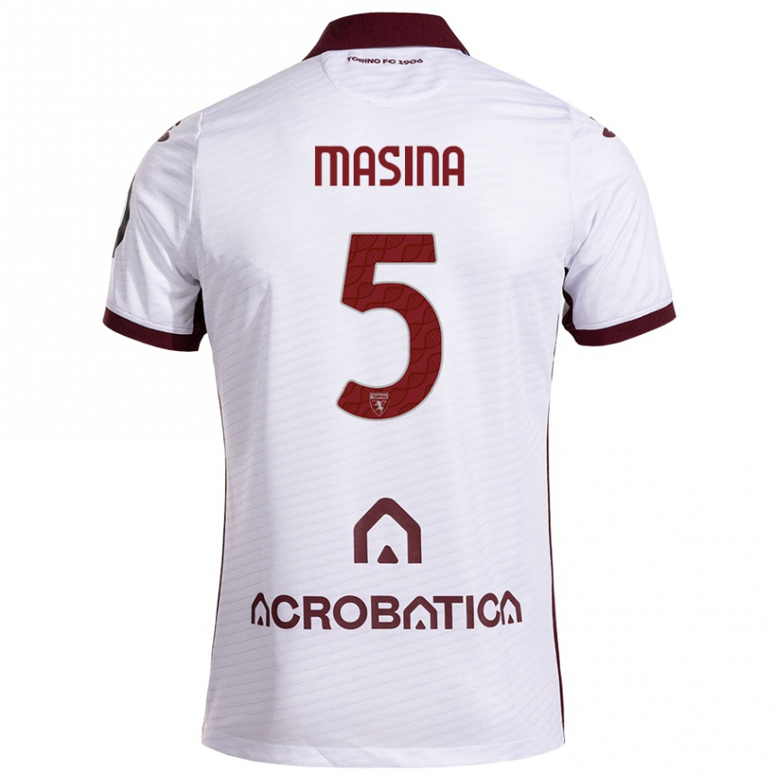 Kids Football Adam Masina #5 White Maroon Away Jersey 2024/25 T-Shirt Australia