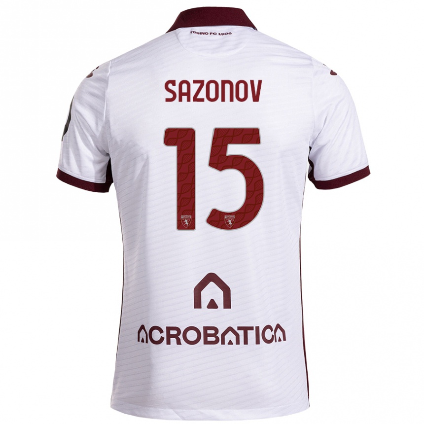 Kids Football Saba Sazonov #15 White Maroon Away Jersey 2024/25 T-Shirt Australia