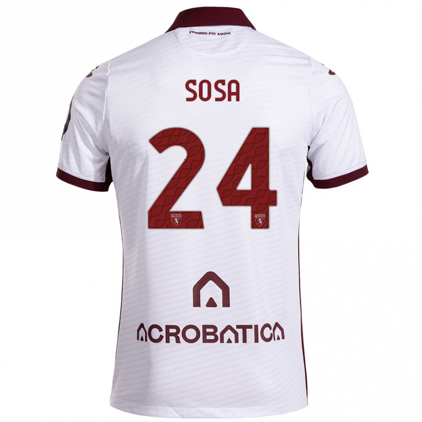 Kids Football Borna Sosa #24 White Maroon Away Jersey 2024/25 T-Shirt Australia