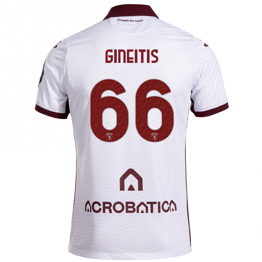 Kids Football Gvidas Gineitis #66 White Maroon Away Jersey 2024/25 T-Shirt Australia