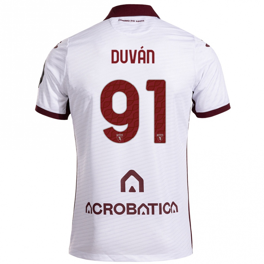 Kids Football Duván Zapata #91 White Maroon Away Jersey 2024/25 T-Shirt Australia