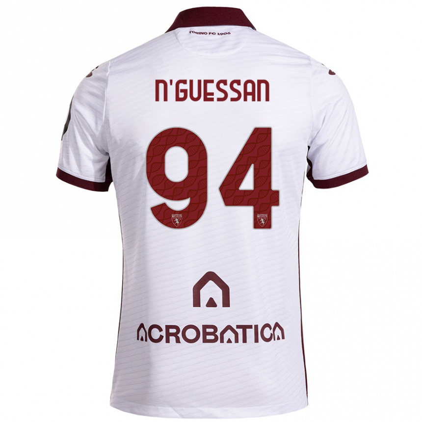 Kids Football Ange Caumenan N'guessan #94 White Maroon Away Jersey 2024/25 T-Shirt Australia