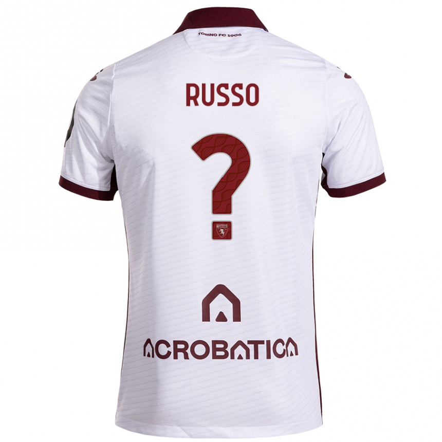 Kids Football Lorenzo Russo #0 White Maroon Away Jersey 2024/25 T-Shirt Australia