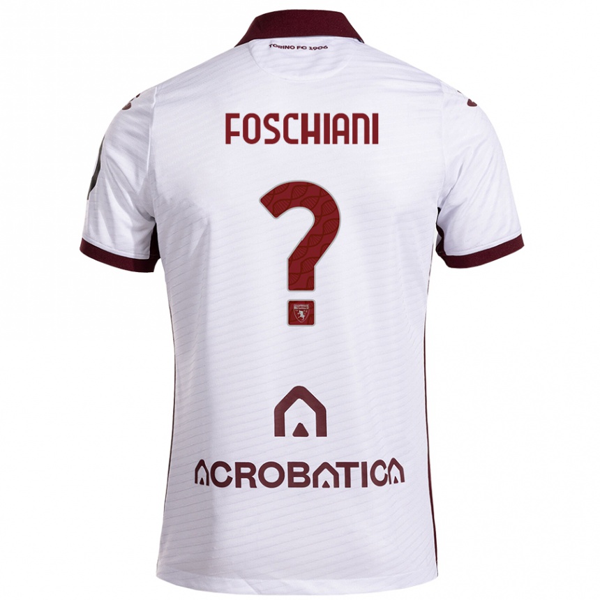 Kids Football Francesco Foschiani #0 White Maroon Away Jersey 2024/25 T-Shirt Australia