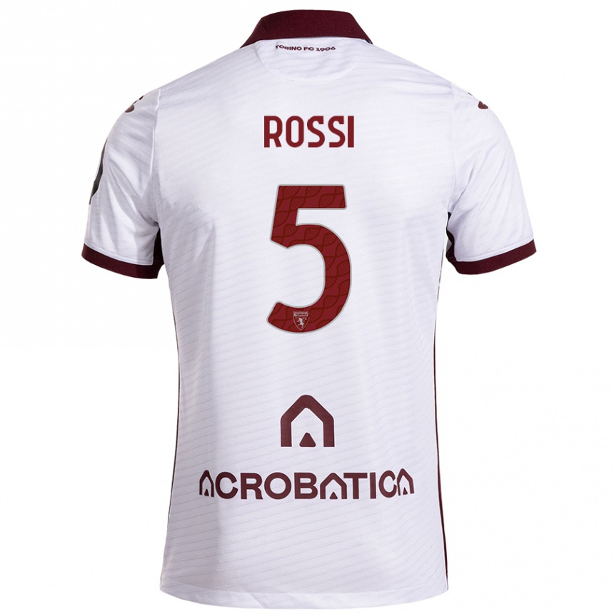 Kids Football Simone Rossi #5 White Maroon Away Jersey 2024/25 T-Shirt Australia